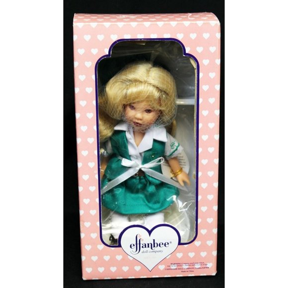 Vtg Effanbee Junior Girl Scout V1008 Doll Blonde Original Outfit Box 8" - Picture 1 of 12